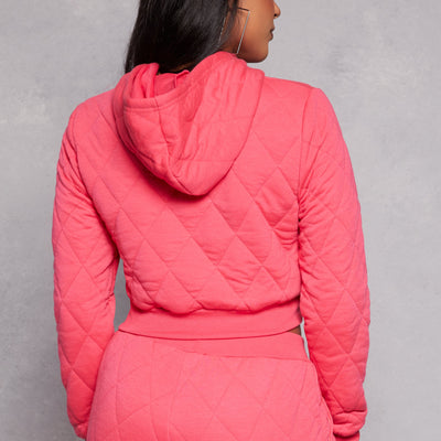 Quilted Cropped Hoodie