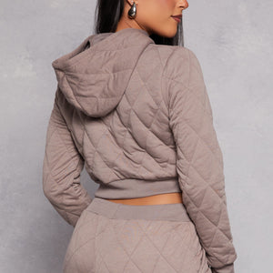 Quilted Cropped Hoodie