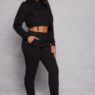 Quilted Toggle Drawstring Joggers