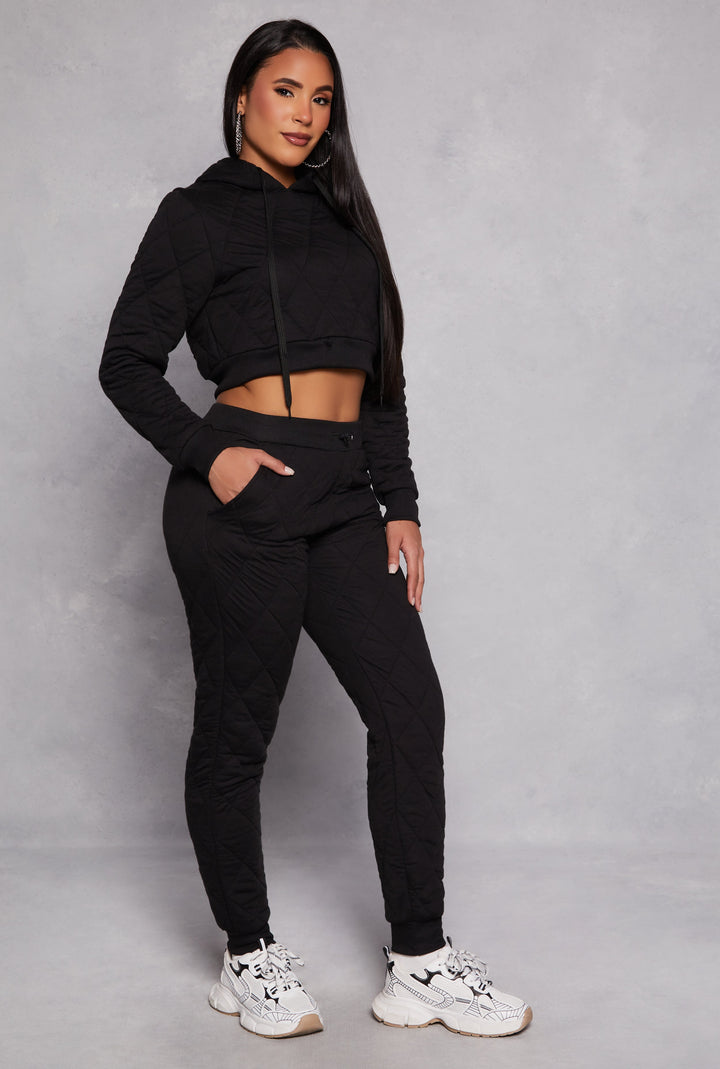 Quilted Toggle Drawstring Joggers