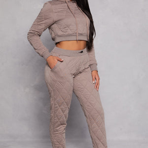 Quilted Toggle Drawstring Joggers