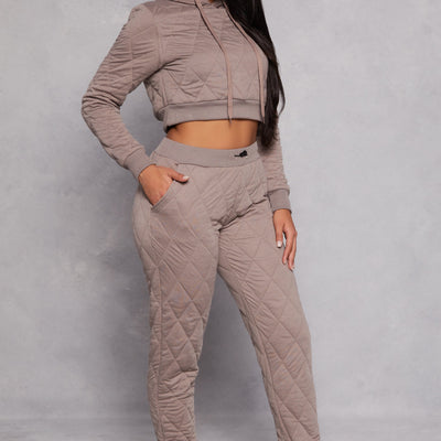 Quilted Toggle Drawstring Joggers