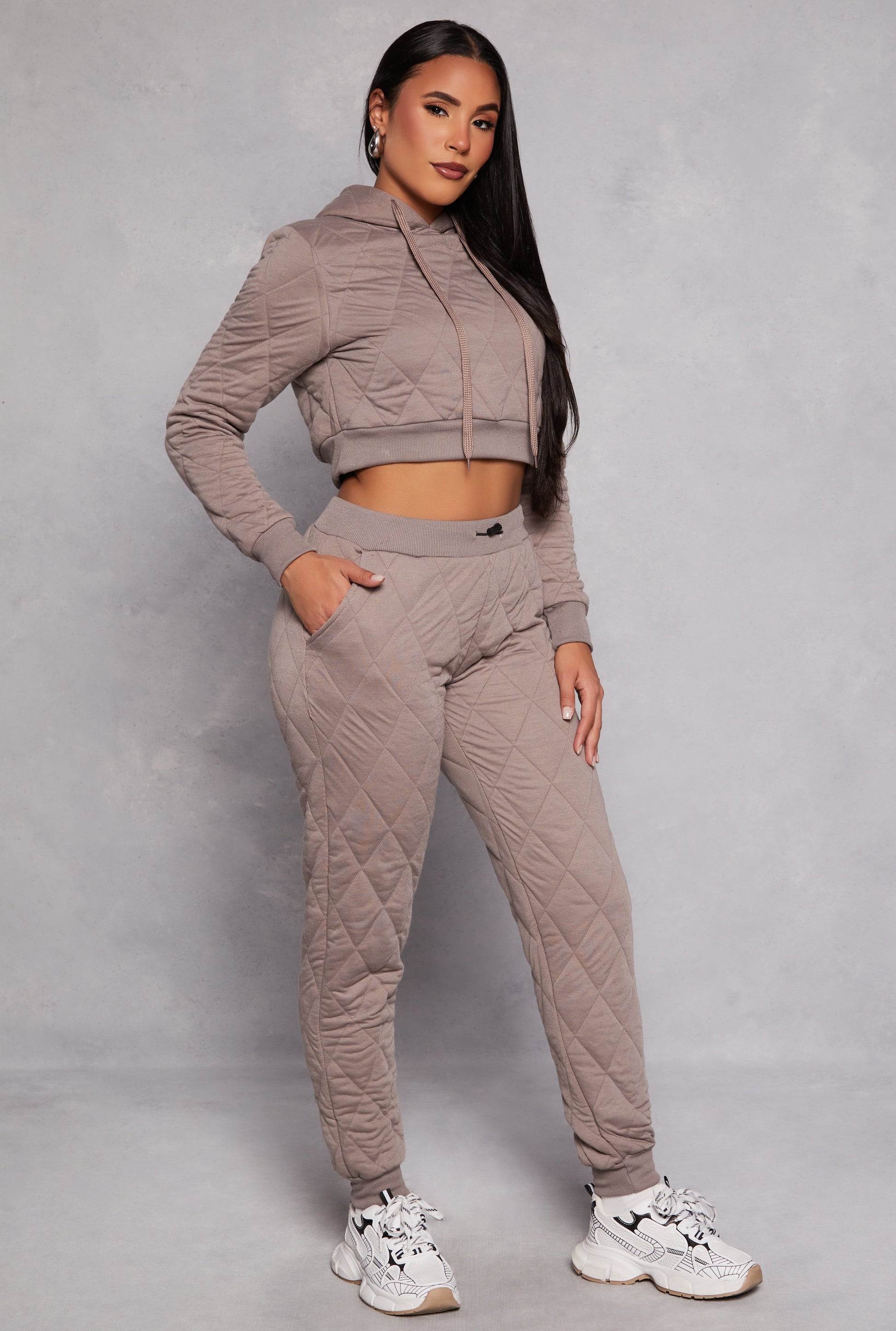 Quilted Toggle Drawstring Joggers