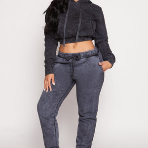 Fleece Acid Wash Drawstring Joggers