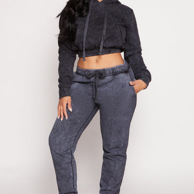 Fleece Acid Wash Drawstring Joggers