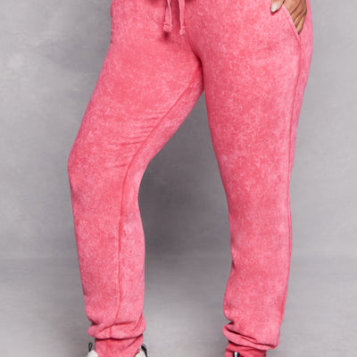 Fleece Acid Wash Drawstring Joggers