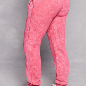 Fleece Acid Wash Drawstring Joggers