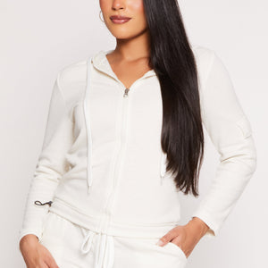 Cargo Pocket Sleeve Zip Front Hoodie