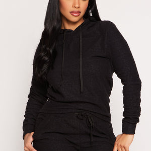 Leopard Textured Knit Hoodie
