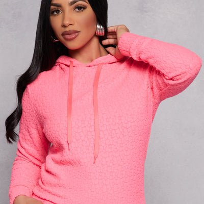 Leopard Textured Knit Hoodie