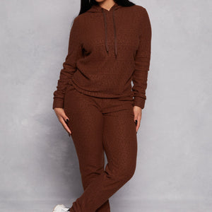 Leopard Textured Knit Hoodie