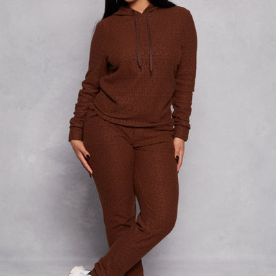 Leopard Textured Knit Hoodie
