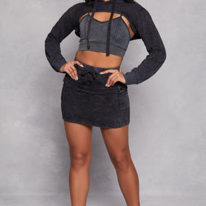 Mineral Wash Hooded Shrug Sweatshirt