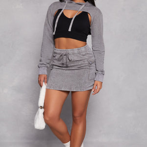 Mineral Wash Hooded Shrug Sweatshirt