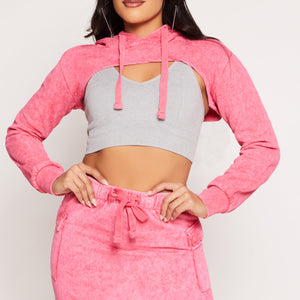 Mineral Wash Hooded Shrug Sweatshirt