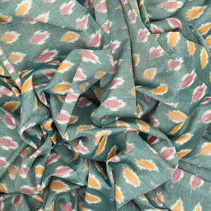 Shadow Green Handloom Orissa Cotton Saree With Tie & Dye Floral Motifs