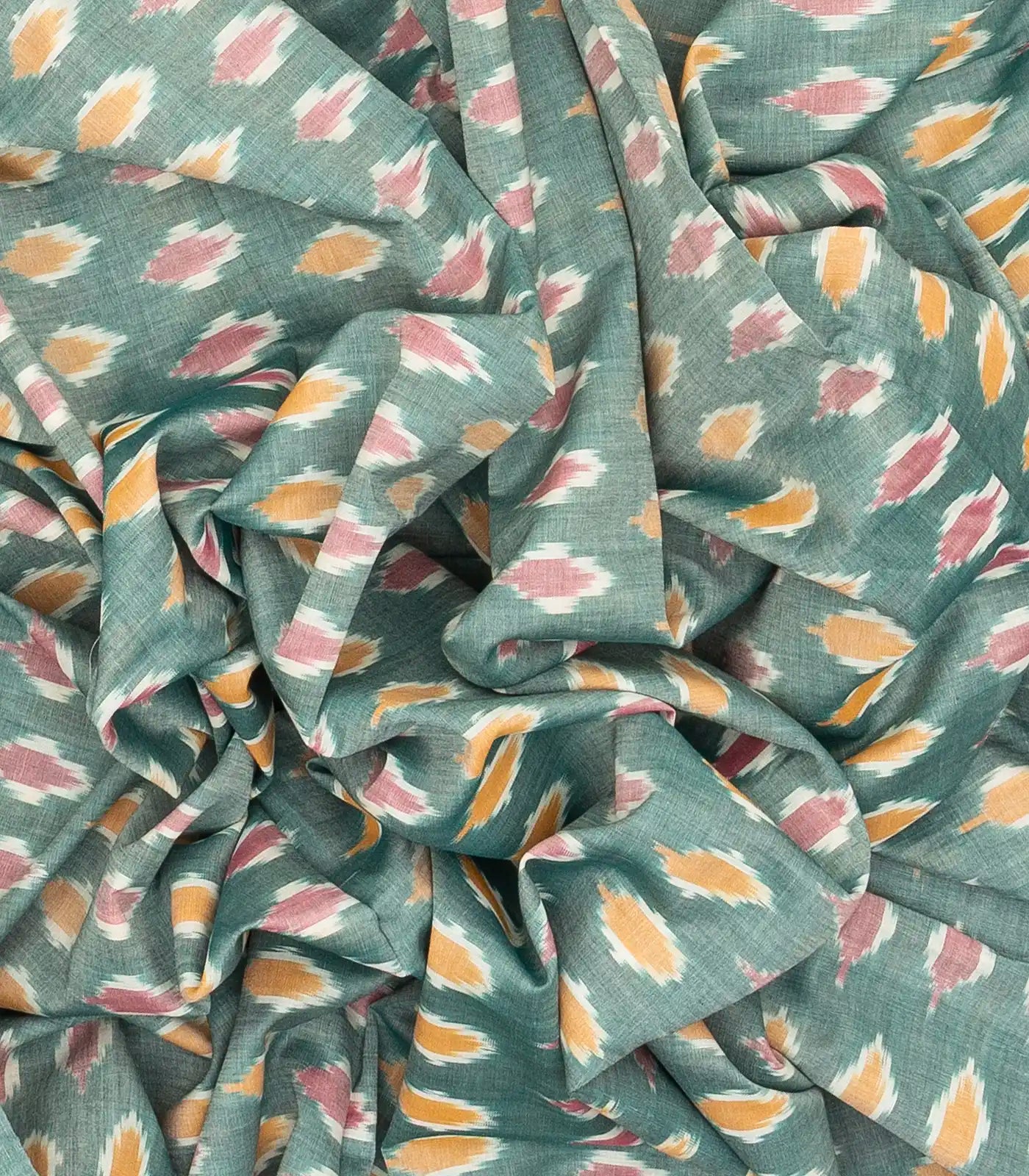 Shadow Green Handloom Orissa Cotton Saree With Tie & Dye Floral Motifs