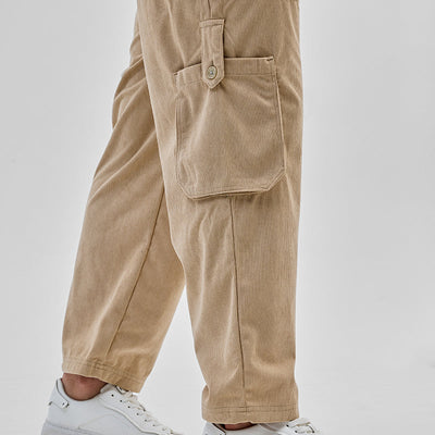 Beige Baggy Fit Cargo Pants