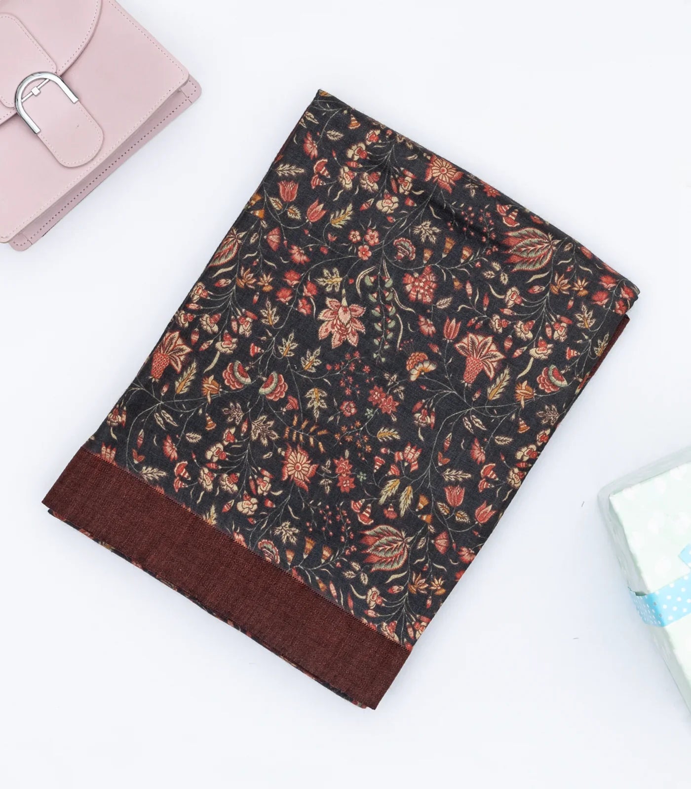 Dark Grey Handloom Tussar Silk Saree With Printed With Floral Motifs