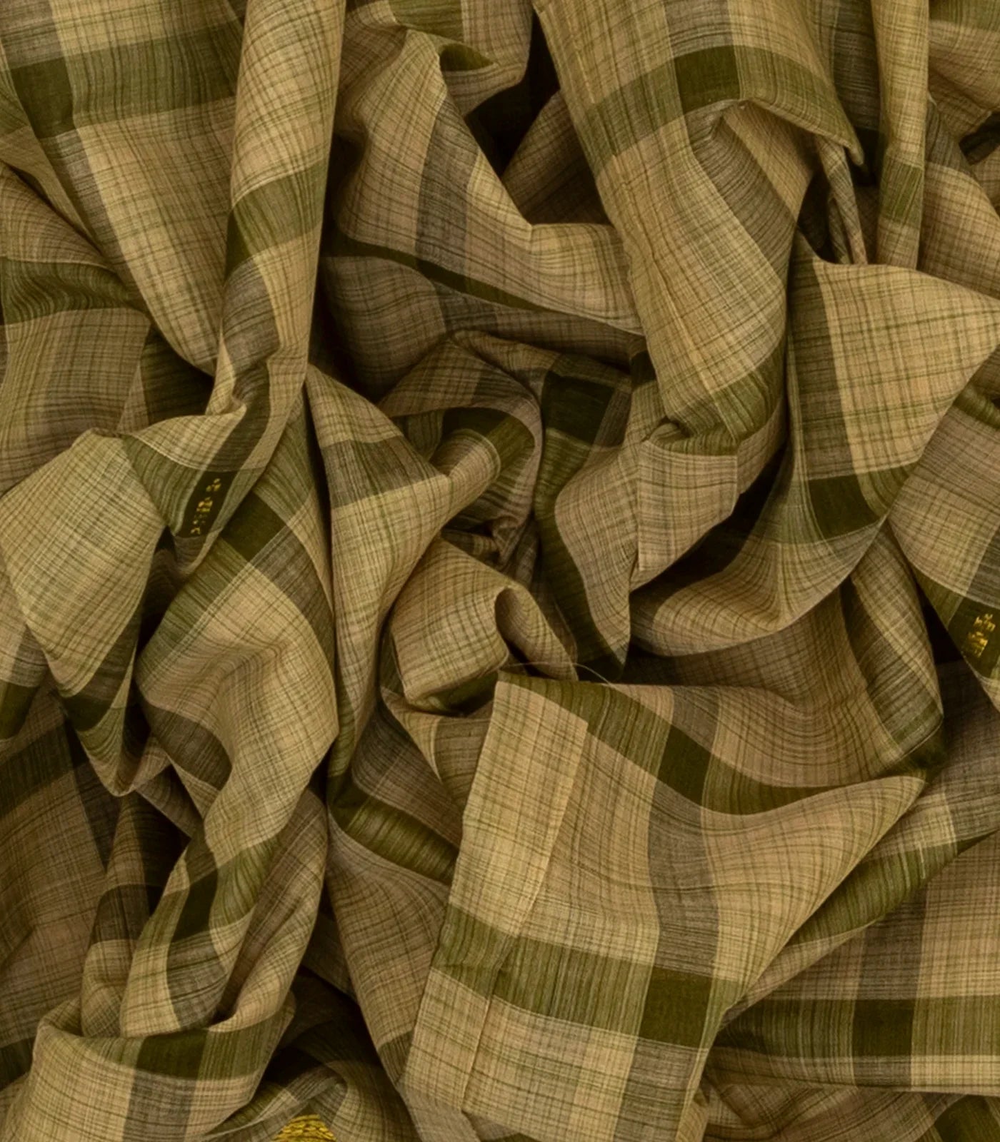 Shadow Green Handloom Kadapa Cotton Saree With Checks