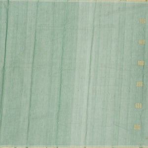 Light Green Handloom Kanchi Cotton Saree With Kolam Butta And Animal Motifs.