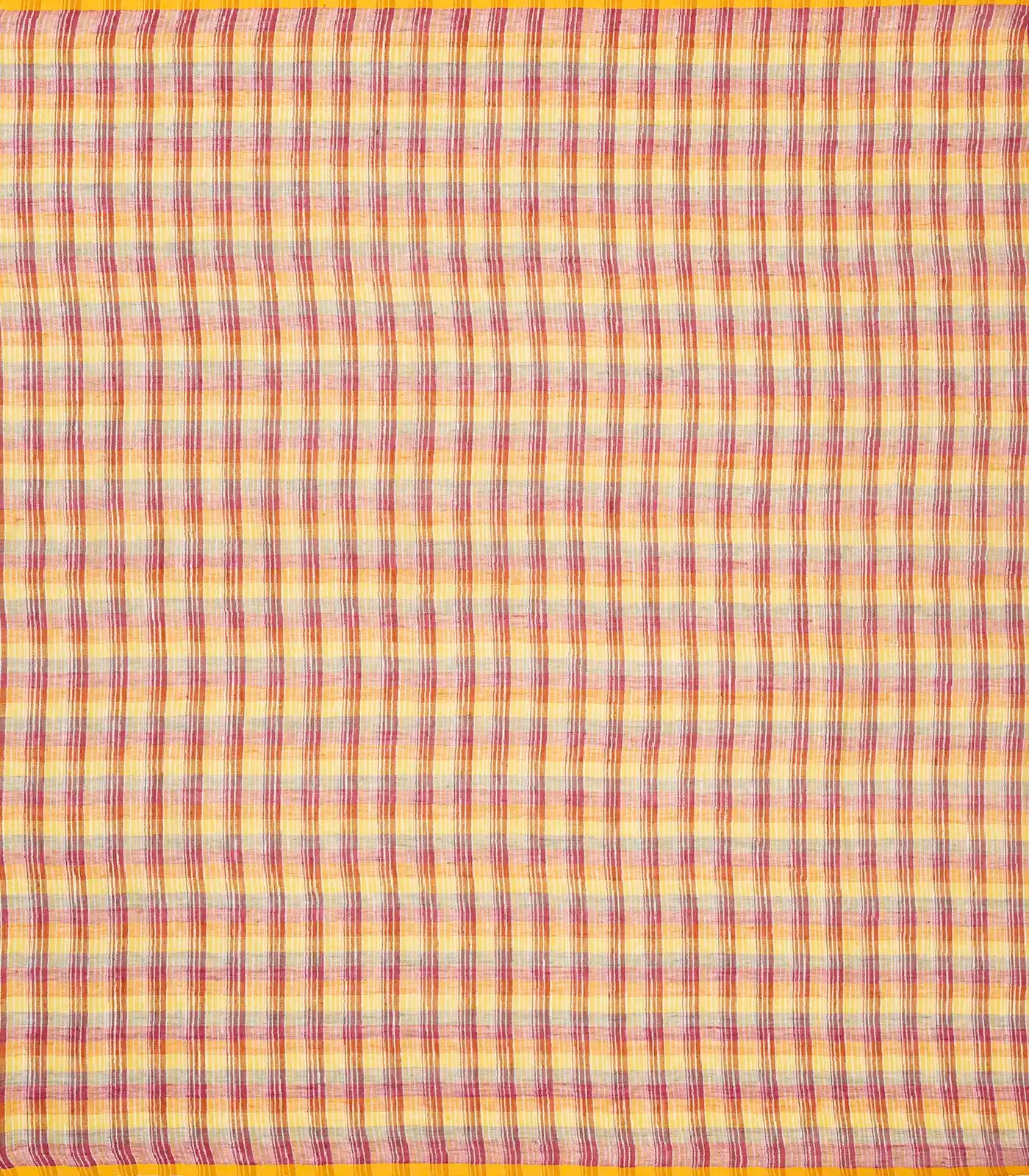 Pink Handloom Linen Saree With Stripes