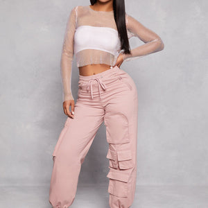 Twill Toggle Drawstring Cargo Joggers