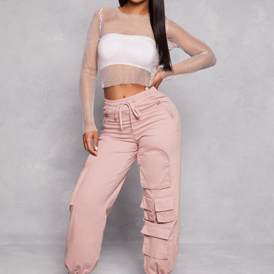 Twill Toggle Drawstring Cargo Joggers