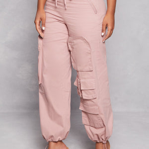 Twill Toggle Drawstring Cargo Joggers