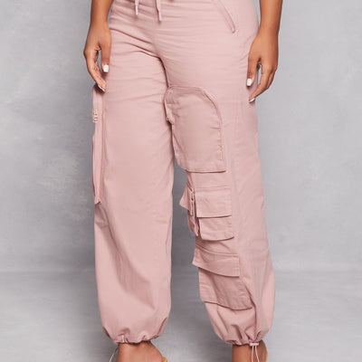 Twill Toggle Drawstring Cargo Joggers