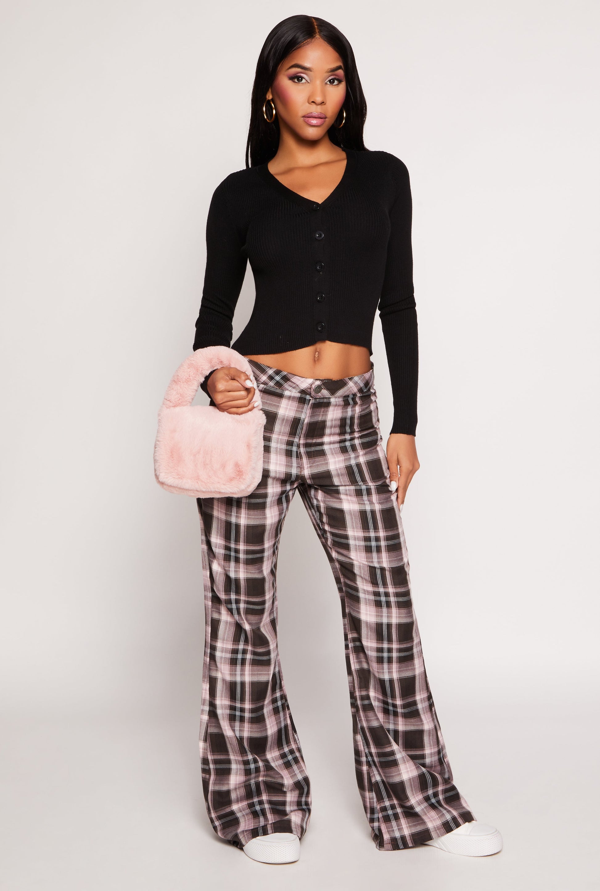 Almost Famous Plaid Flare Pants