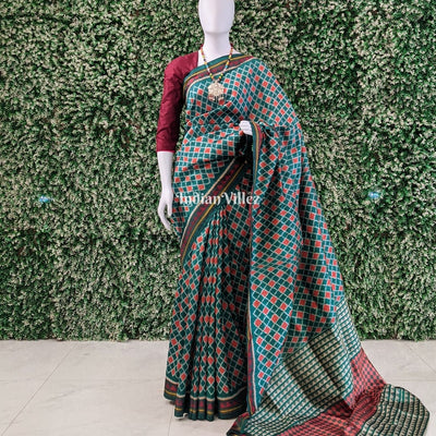 Dynasty Green Dongria Border Designer Contemporary Silk Saree