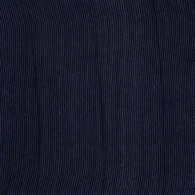 Navy Blue Handloom Tussar Silk Saree Printed With Chevron Motifs