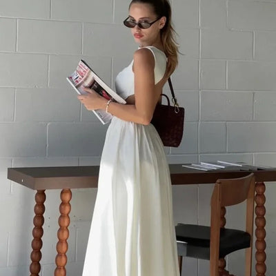 Selma A Line Midi Dress in White