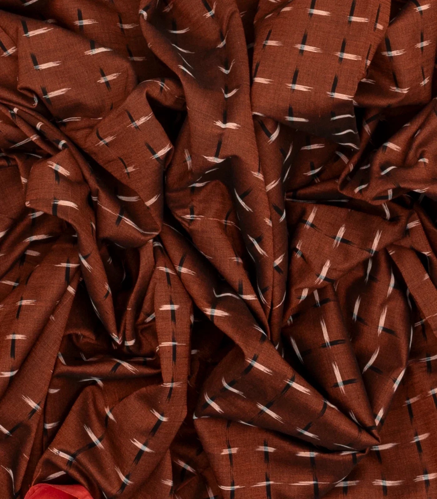 Dark Brown Handloom Orissa Cotton Saree With Tie & Dye Stripes