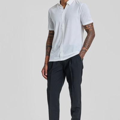 White Textured Polo T-Shirt