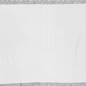 White Woven Jaipur Cotton Saree Printed With Black Mango Motifs