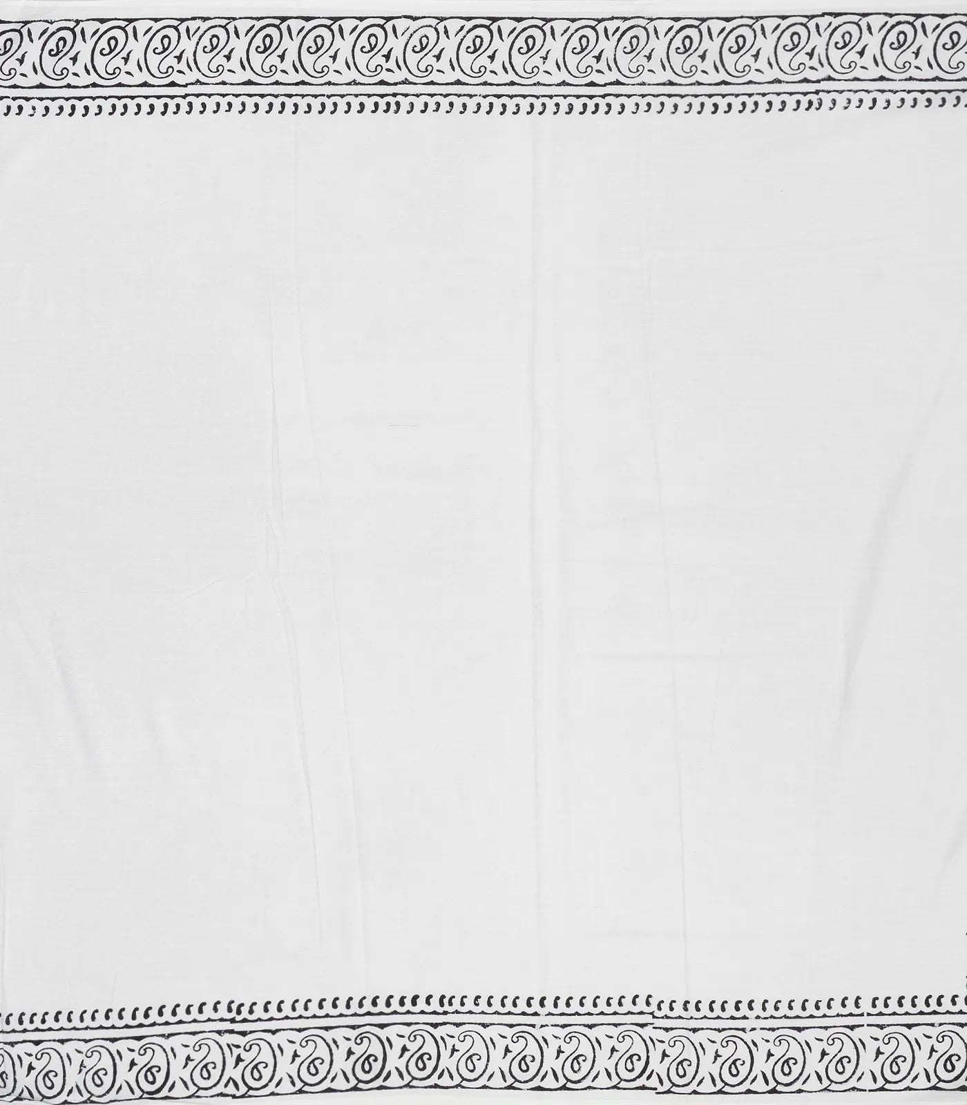 White Woven Jaipur Cotton Saree Printed With Black Mango Motifs