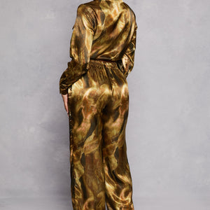 Satin Printed Crop Top and Pants Set