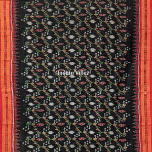Black Red Odisha Ikat Khandua Silk Saree