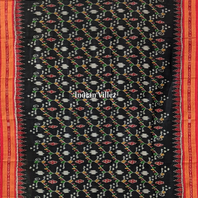 Black Red Odisha Ikat Khandua Silk Saree
