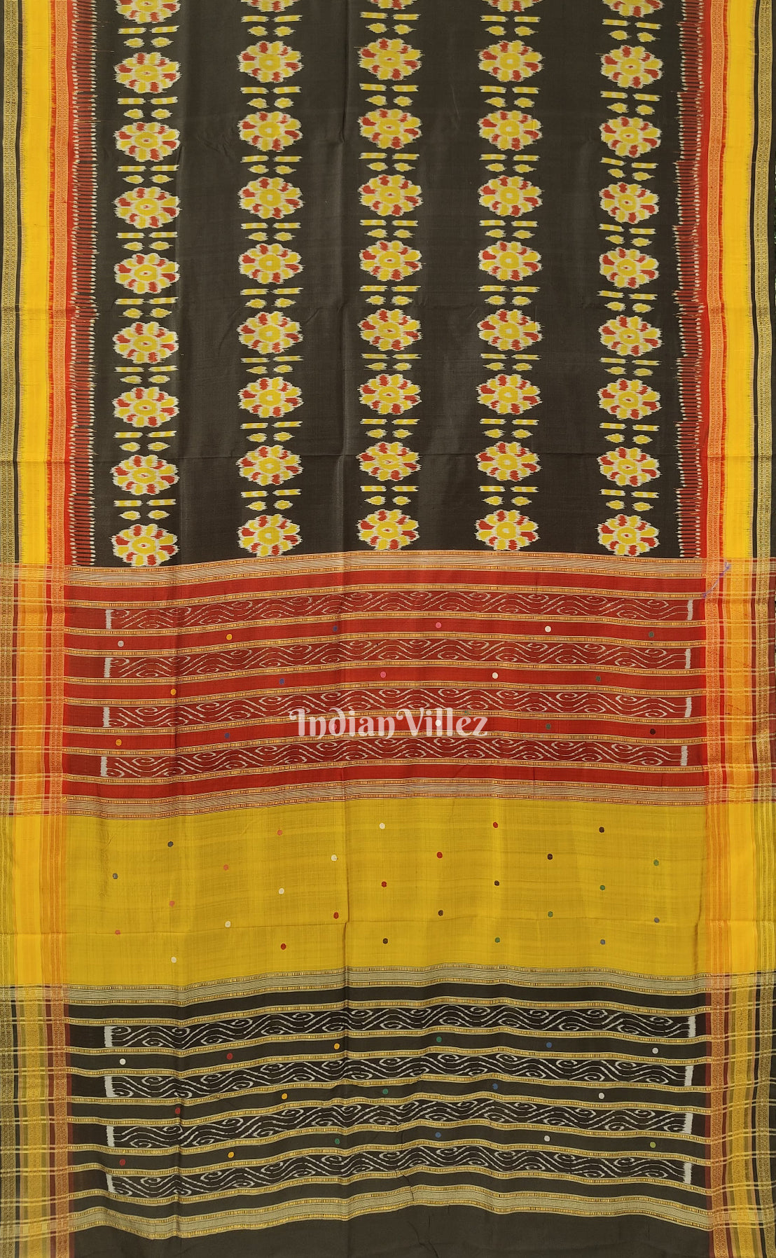 Black Kathiphera Odisha Ikat Khandua Silk Saree