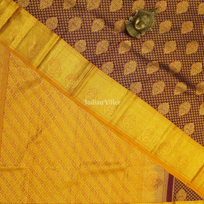 Maroon Golden Diamond Pure Kanjivaram Silk Saree