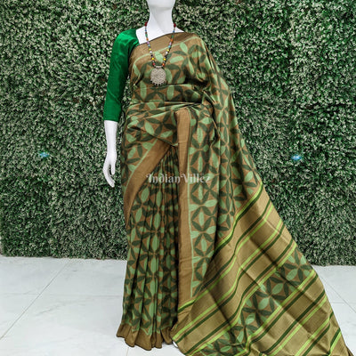 Pista Green Odisha Ikat Contemporary Silk Saree