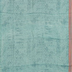 Light Blue Handloom Chanderi Cotton Saree With Printed Floral Motifs