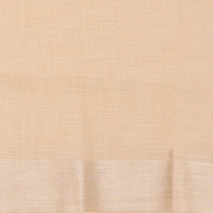 Cream intricate design semi-raw tussar saree with self border & plain pallu