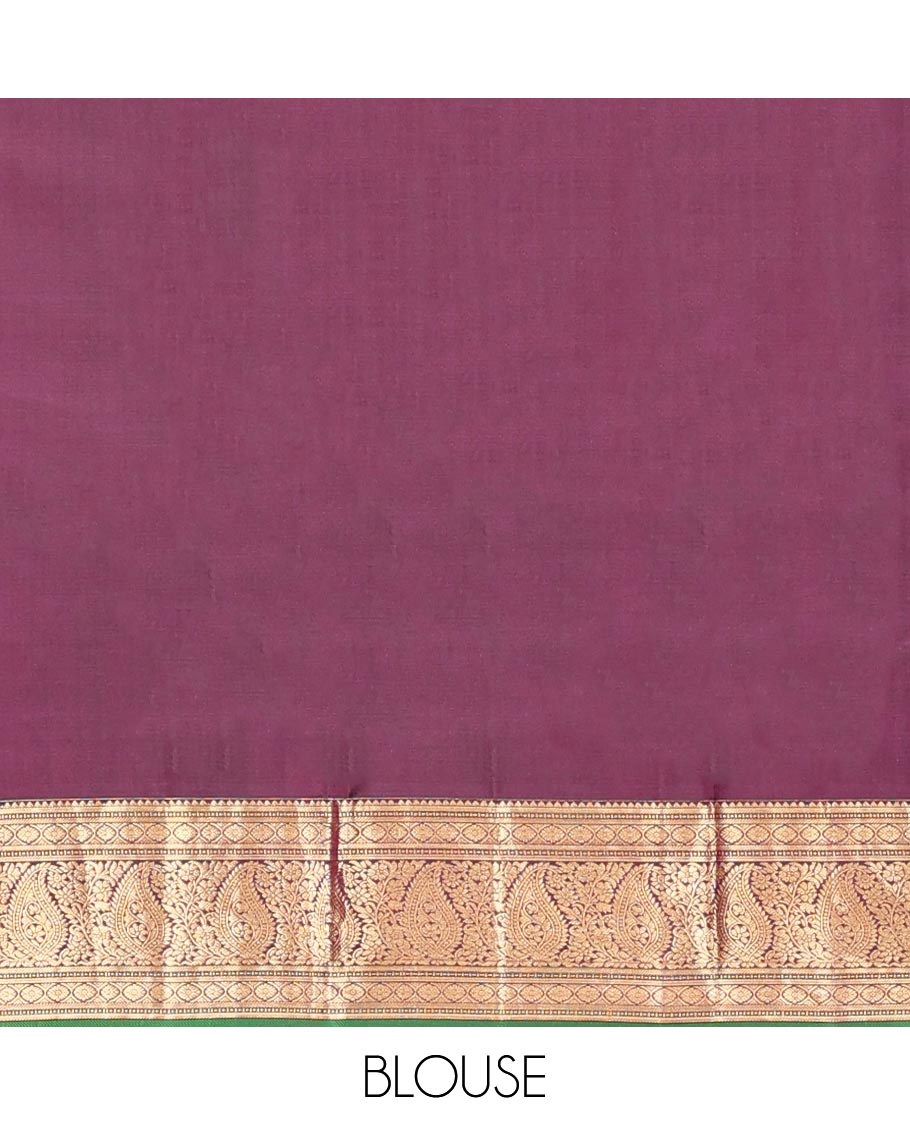 Brown zari checked silk saree, contrast border of kamalam,muthu & manga designs & ogee patterned pallu