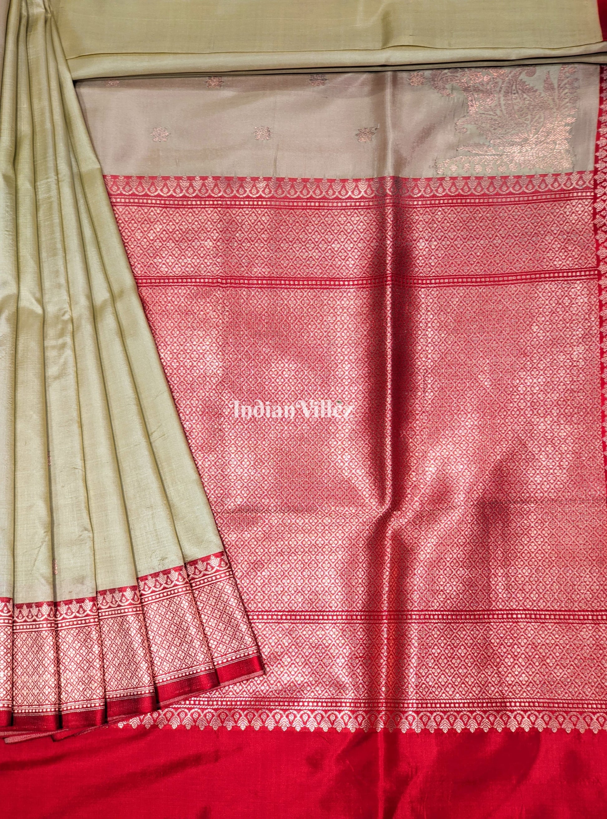 Handwoven Sandalwood Color Banarasi Katan Silk Saree