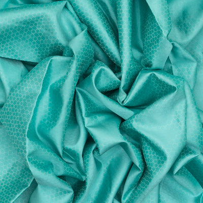Turquoise Handloom Kanchipuram Silk Saree With Honeycomb Motifs