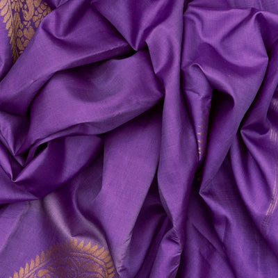 Lilac Handloom Kanchipuram Silk Saree With Vanasingaram Buttas